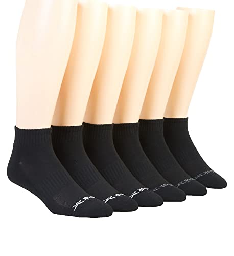 Reebok Men's Vector Logo Quarter Crew Socks - 6 Pair, Black 6-12