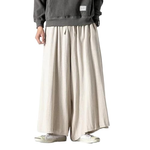 Chinese Style Cotton Linen Men Casual Wide Pants Loose Plus Size Harajuku Oversized Trousers
