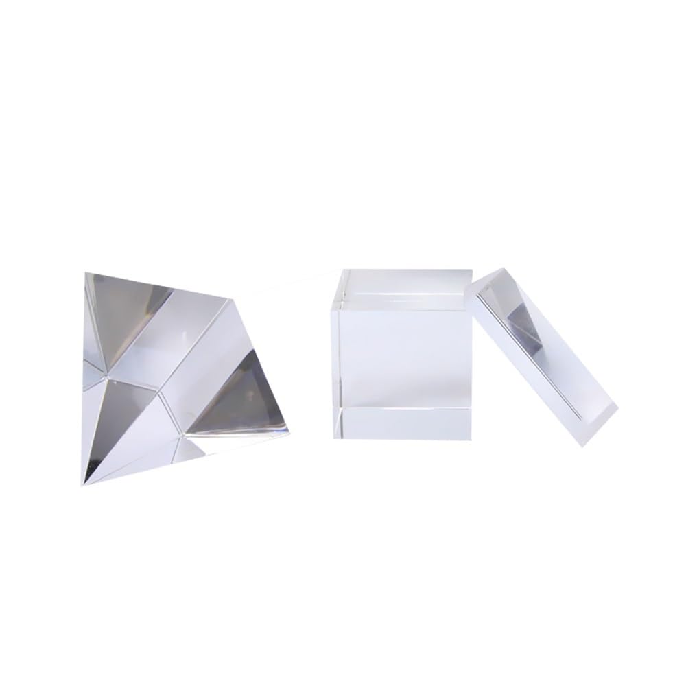 4pz Cubo Vetro Ottico Trasparente 50mm Sfera 40mm Prisma Cristallo K9 | Cubo 60mm, Piramide, Cristallo ottico, for Kit Fotografia