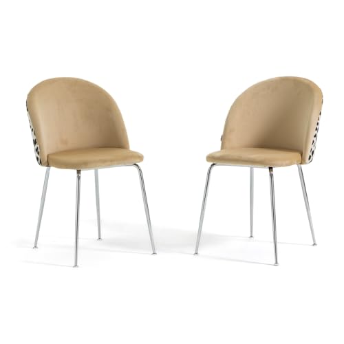 RATTATAN Sara - Lot de 2 chaises d'intérieur en velours uni ou Teddy avec pieds en métal (pieds...