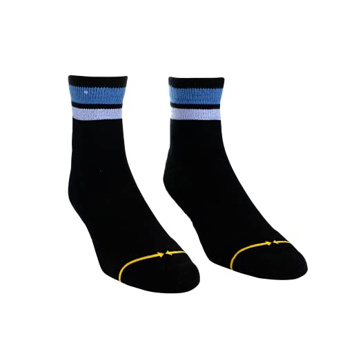 MERGE4 Black Blue Quarter Crew Socks