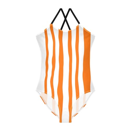 Orange Stripes Girls One Piece Swimsuit Beach Swimwear 20861810