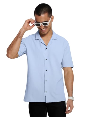 Image of Men's Solid Polycotton Shirt | Short Sleeve Casual & Formal Shirt for Men | Summer Half Sleeve Shirt