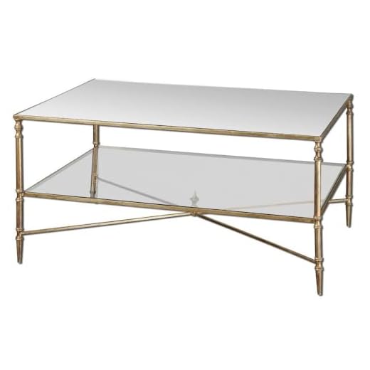 Uttermost 24276 Henzler - 37.75 inch Coffee Table, Gold Leaf Finish with Clear Tempered Glass