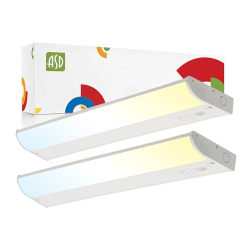 Image of ASD LED Under Cabinet Lighting, 24 inch 12W 822LM, Dimmable Hardwired Under Cabinet Lights for Kitchen, 3000K Soft /4000K Cool /5000K Daylight, Under Counter Light Fixtures, ETL, White 2 Pack