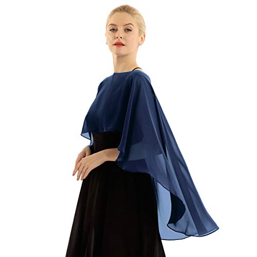YiZYiF Women's Chiffon Scarves High-Low Wraps Cover Up Wedding Bridal Capelet Evening Shawls3