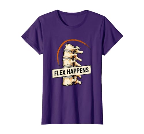 Flex Happens Funny Physical Therapy PT OT SLP Rehab T-Shirt, Women, Purple, Small