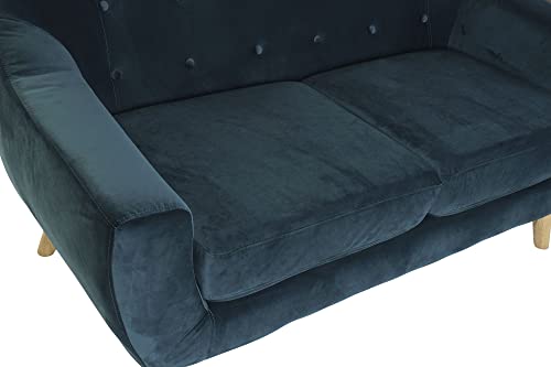 Sofá 2 plazas antimanchas en madera de caucho turquesa para salón 5