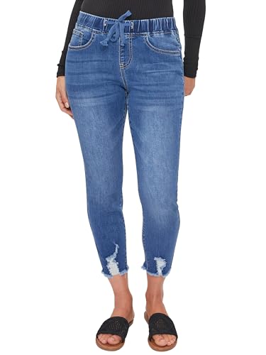 Royalty For Me Womens Women's Petite High Rise Denim Ankle Jogger