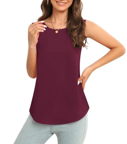 Image of Women's Sleeveless Chiffon Tank Top Business Casual Blouse Tunic Top