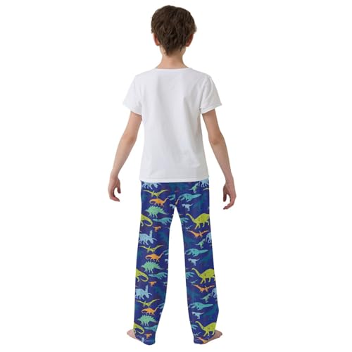 ZZXXB Retro Dinosaur Camouflage Print Boys Long Pants Soft Trousers Elastic Waist Kids Lounge Bottoms with Pockets S-XL3