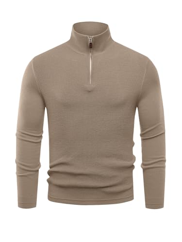 Les umes Men's Knitted Half Zipper Jumper Sweater Turtleneck Long Sleeve Warm Knitwear Pullover2
