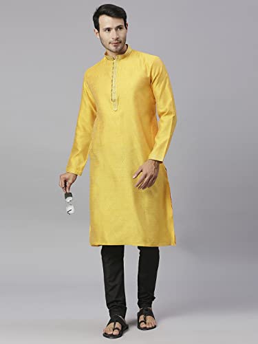 Image of Rajubhai Hargovindas Men's Jacquard Work Kurta Set