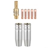 15AK MIG Schweißzubehör-Set, 8-teiliges Set mit 1,0 mm roten Kupferspitzen, Messing-Gasdüsen und M6-Diffusoren für MIG-200/NB-200 Schweißgeräte