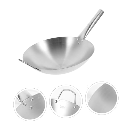 Wok de acero inoxidable antiadherente con mango largo miniatura 2