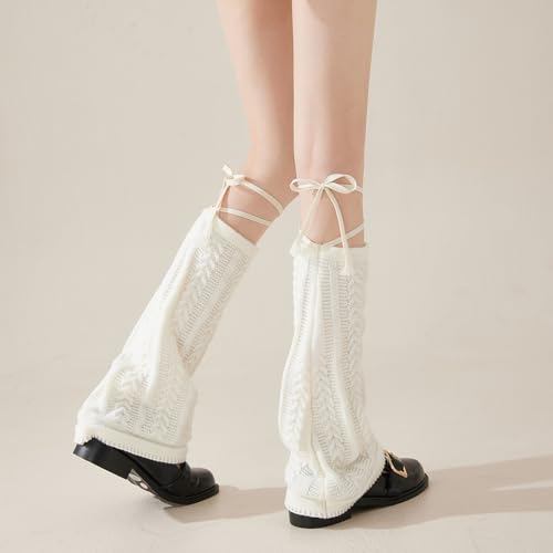YELAIVP Kawaii Leg Warmers Y2K Knit Lace up Leg Warmers Cute Japanese Harajuku Lolita Leg Warmers for Women Girls3