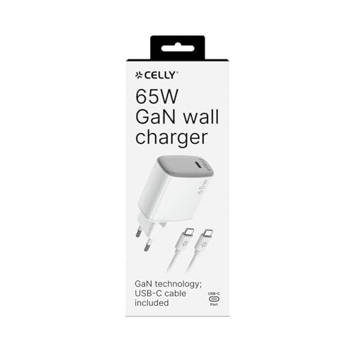 Celly, Caricatore USB-C Con Cavo USB-C Di 2M Incluso, Caricabatterie Portatile Da 65W Con Tecnologia Gan, Compatibile Con Vari Modelli Dei Maggiori Produttori - 6