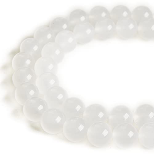 60 cuentas de calcedonia blanca de 6 mm, cuentas de piedras preciosas naturales redondas sueltas para hacer joyas