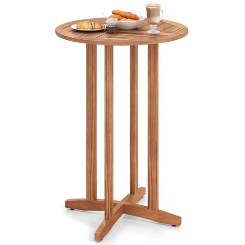 Tangkula Outdoor Acacia Wood Bar Table, 39