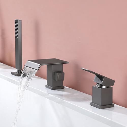 Robinet de bain cascade chromé 3 trous mitigeur eau chaude froide laiton
