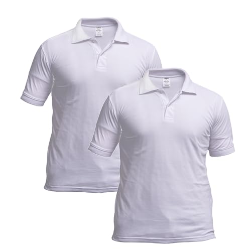SMNS Pack of 2 Boys Girls School Uniform Polo White Plain Short Sleeve Shirts Sports Wear (13 to 14 Years, White)