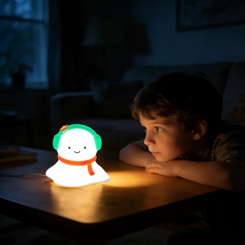 Image of Snow Baby Silicone Night Light - Rechargeable, Adjustable Brightness and Timer Function, Suitable for Children's Rooms and Bedrooms, Great Gift for Festivals