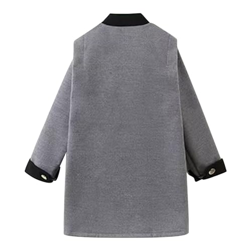 EnJoCho Grey Woolen Coat Girls Autumn And Winter Long Double Breasted Big Kids Winter Jacket (Silver, 13-14 Years)3