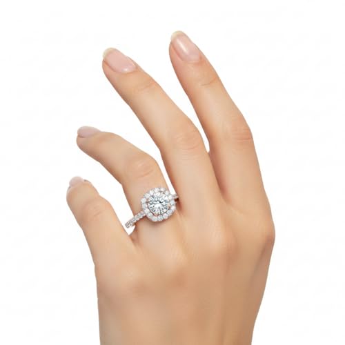 Image of Choose Your Gemstone Round Diamond CZ Square Halo Ring Rose Gold Plated Round Shape Petite Engagement Rings Matching Jewelry Wedding Jewelry Easy to Wear Gifts US Size 4 to 12