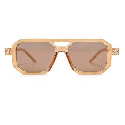 Image of Vintage Square 70s Aviator Sunglasses for Women Men Retro Classic Flat Aviator Frame Sun Glasses UV Protection