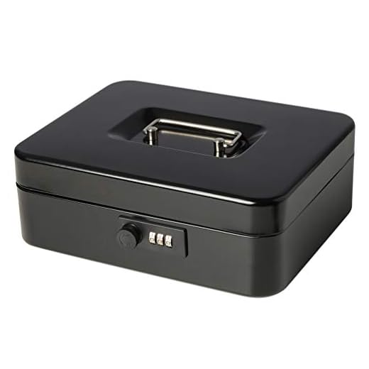 Jssmst Large Cash Box with Combination Lock – Durable Metal Cash Box with Money Tray Black(9.8 x 7.9 x 3.5), SM-CB07001L