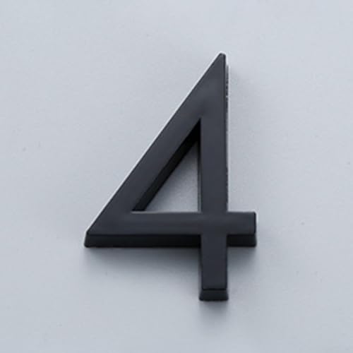 Yuanpgky Glossy 3D Self House Number Door Plate Sign, Black ABS Resin Waterproof Outdoor Address Plaque for Apartment, Hotel, Mailbox, Office or Home(4)