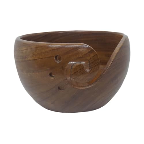Image of Scheepjes Rosewood Yarn Bowl 15x10cm - Elegant, Durable Storage for Knitting and Crochet Accessories