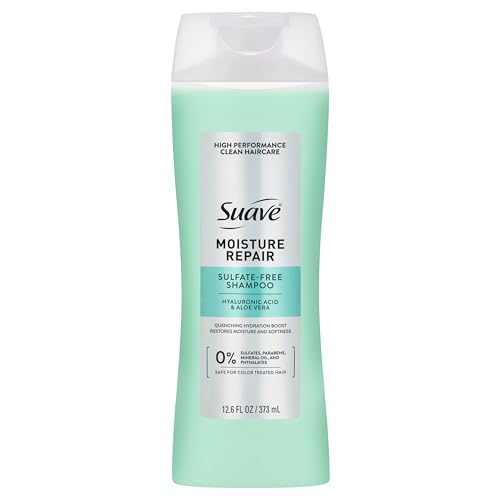 Suave Moisture Repair Shampoo, Sulfate-free, for restored moisture with every wash, safe for color treated hair, 12.6 oz