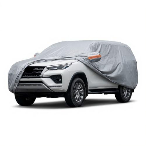 Image of myTVS 100% Waterproof Car Body Cover for Toyota Fortuner - Custom-Fit, Double-Layer, UV & Dust Proof, Mirror Pockets & Elastic Clip Lock (CSK 11)