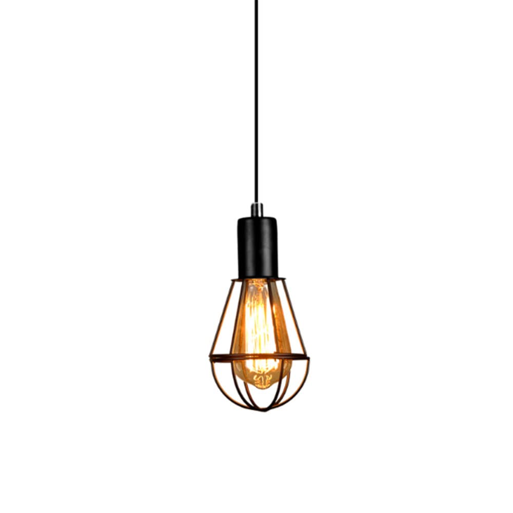 Lustre Edison vintage cage en fer noir pour éclairage de restaurant