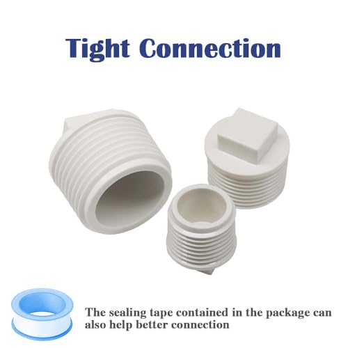 HayEastdor 6PCS 1inch PVC Coupling Cap Pipe Fittings White PVC Pipe End Cap Plug Adapter SCH40 Fit for 1inch Male Thread Pipes or Fittings 1\" HE060-1 - Thumbnail 5