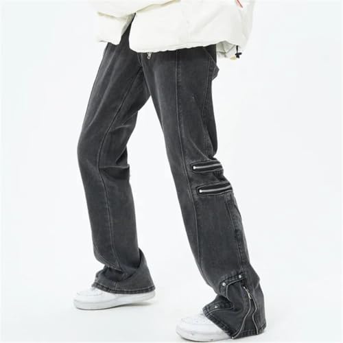 Men Streetwear Vintage Jeans Cargo Pants Clothing Ankle Zipper Straight Long Trousers2