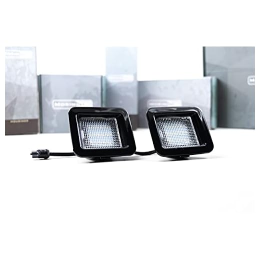 Morimoto XB LED License Plate Lights, Black Housing Upgrade, Fits Ford F150 (15-20), Plug and Play Assembly, Easy Install, 5000k Pure White Light, Amber Front & Red Rear (1x LF7914)