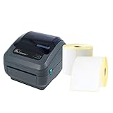 zebra designer pro Zebra GK420d Labeldrucker mit Abreißkante und 203 dpi Auflösung im praktischen Starter-Set inkl. 2 Rollen Versandaufkleber mit Trägerperforation für DHL - Passend für Etikettenrollen mit einem Durchmesser bis zu 127 mm