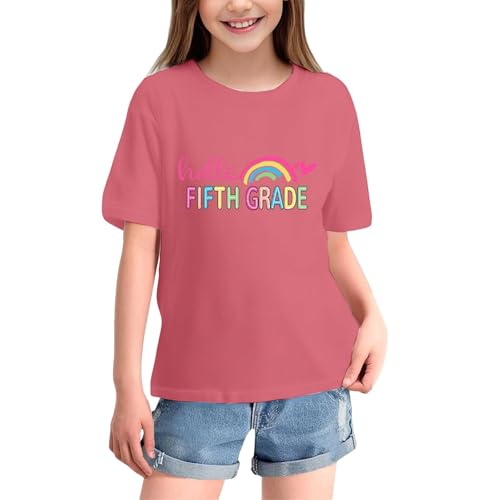 First Day of School Shirt for Girls Fifth Grade Kids Back to School Sweatshirt Comfortable Crewneck Loose Tops