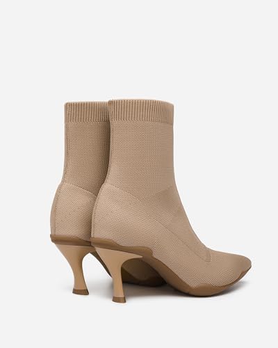Women's Knit Ankle Boots - Minimalist Pointed Toe Stiletto Heel Booties, Elegant Knitted Fall Sock Boots for Dresses & Jeans4