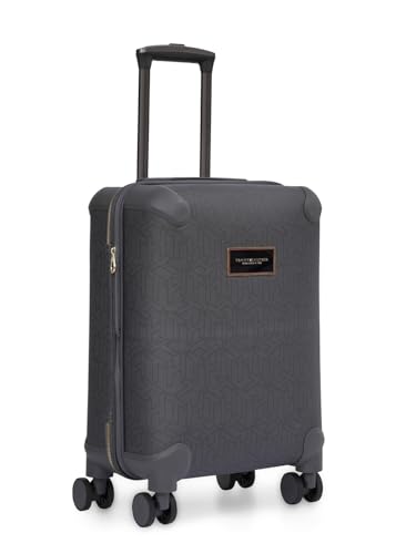 Image of Tommy Hilfiger Jazz Cabin Soft Luggage - Grey|Check-in Trolley Bag with TSA Lock | 360 Spinner Double Wheels | Telescopic Handle | Expandable | Polyester Shell Suitcase | 42L Capacity | 56cm