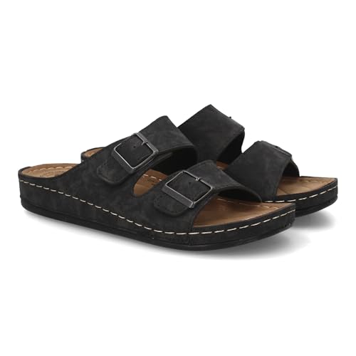 shoes&blues.es 103776 Sandalia Anatomica de Hombre, Diseno de Doble Tira con Hebillas Ajustables. Plantilla ergonomica, Comoda con una Suela Ligera y Flexible Ideal Verano. Negro Talla 44
