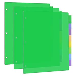 Amazon Basics 3 Ring Binder Dividers With 8 Tabs, Plastic Binder Dividers, Pack of 3 Sets (24 Dividers Total)