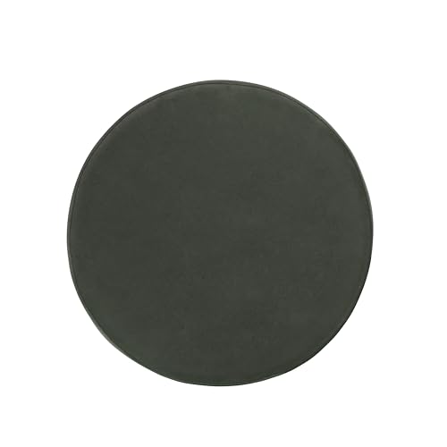 Image of HomePop Home Decor | Upholstered Round Storage Ottoman | Ottoman with Storage for Living Room & Bedroom, Loden Green Velvet Large
