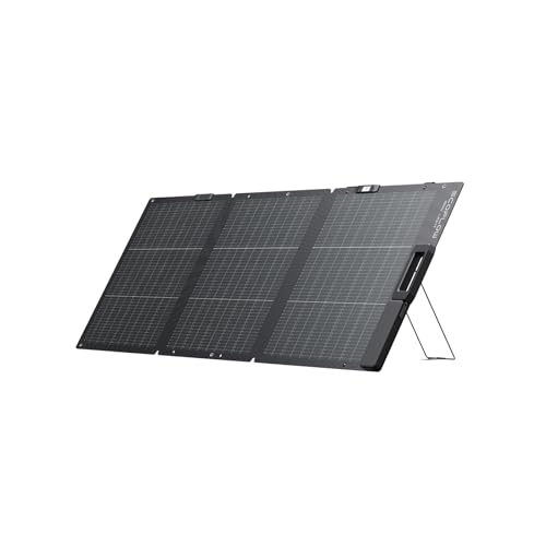Panneau solaire portable EcoFlow 160 W, conception bifaciale avec cellules de type N, rendement jusqu'à 25%. Support réglable, guide d'angle intégré, câble XT60 inclus et protection IP68.