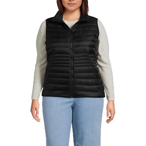 Lands' End Women's Petite Wanderweight Packable Down Vest Medium Black