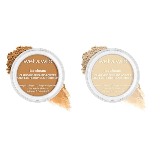 wet n wild Bare Focus Clarifying Finishing Powder Matte Pressed Setting Powder Medium-Tan & Fair-Light