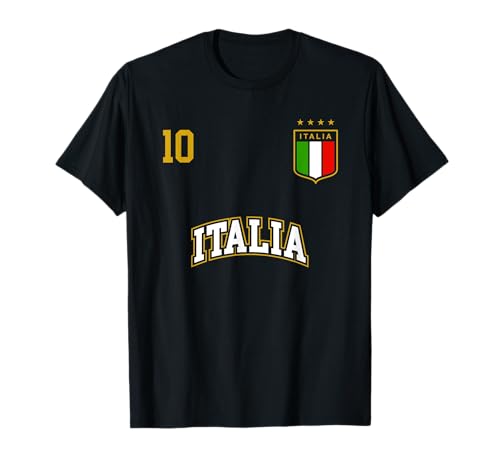 Squadra Calcio Italia Numero 10 Bandiera Italiano Maglietta