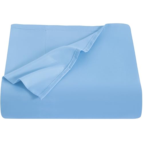 Image of NTBAY Twin XL Microfiber Flat Sheet, 66 x 102, Sky Blue